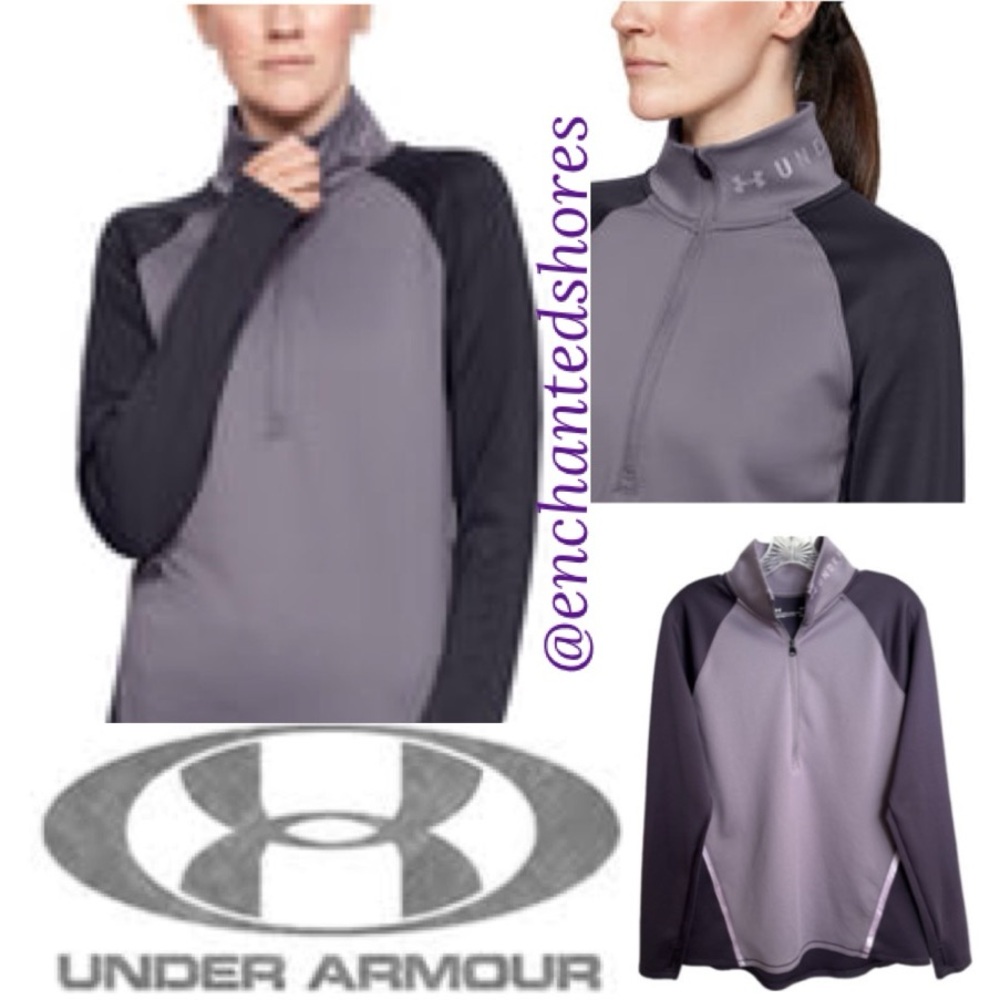 Under Armour Coldgear Quarter Zip Top Colorblock Lavender Plum Womens Size Large